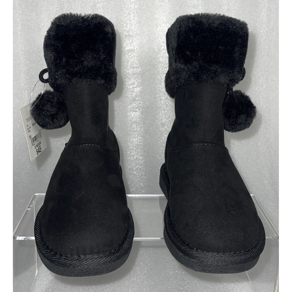 Thereabouts Willa Flat Heel Black Winter Boots Faux Fur Girls Size 12 NEW - Picture 11 of 16